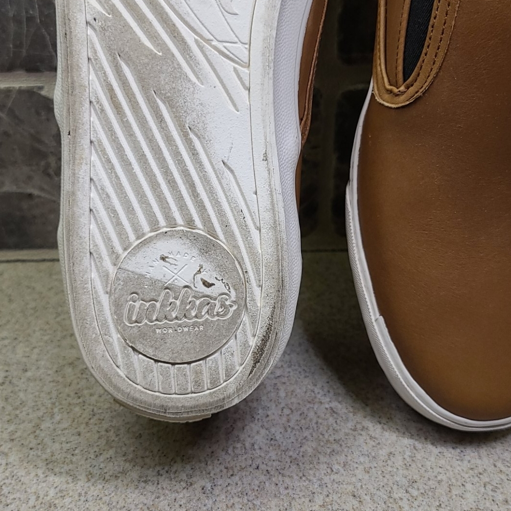 INKKAS MENS BOAT SHOES DARK TAN/BEIGE SIZE 13 - Picture 7 of 14